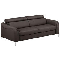 SCHLAFSOFA in Lederlook Echtleder Dunkelbraun  - Dunkelbraun, Design, Leder/Textil (203/77-98/103cm) - MID.YOU