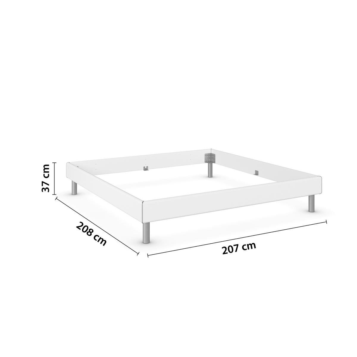 BETT 200/200 cm  in Weiss   - Weiss/Alufarben, Design, Holzwerkstoff/Metall (200/200cm) - Carryhome