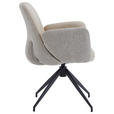 ARMLEHNSTUHL  Sitzfläche 360° drehbar, automatische Rückholfunktion Leinenoptik Echtleder  - Beige/Schwarz, Design, Leder/Textil (60/85/62cm) - Dieter Knoll