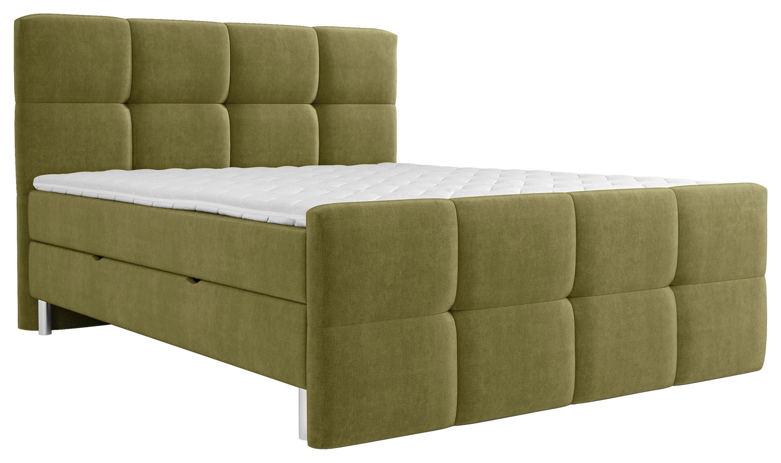 BOXBETT 180/200 cm  in Olivgrün  - Chromfarben/Olivgrün, Modern, Holz/Holzwerkstoff (180/200cm) - Esposa