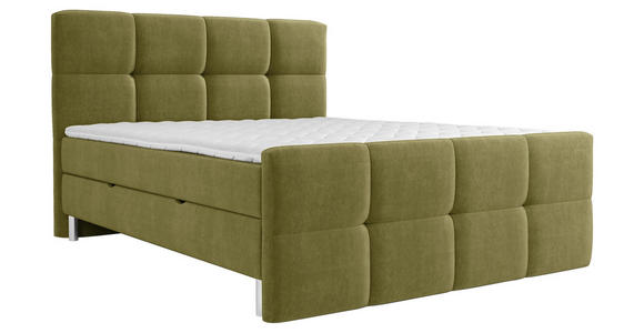 BOXBETT 180/200 cm in Olivgrün - Chromfarben/Olivgrün, MODERN, Holz/Holzwerkstoff (180/200cm) - Esposa