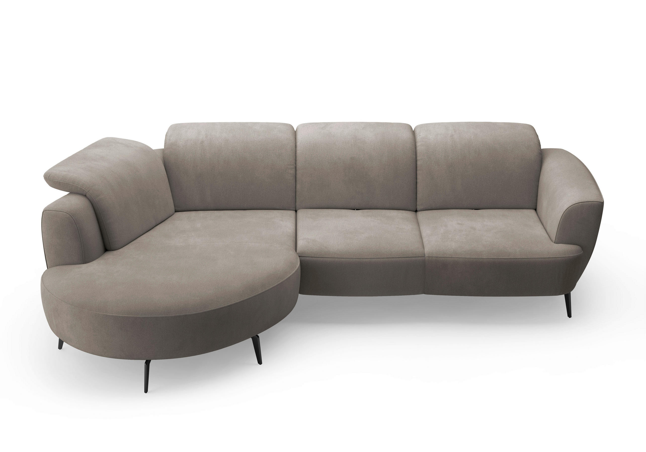 ECKSOFA ZOE E Schlammfarben Flachgewebe  - Schlammfarben/Schwarz, KONVENTIONELL, Textil/Metall (199/309cm) - Sit & More