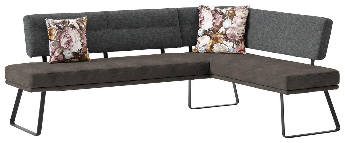 ECKBANK 225/169 cm  in Schwarz, Dunkelgrau  - Dunkelgrau/Schwarz, Design, Textil/Metall (225/169cm) - Dieter Knoll