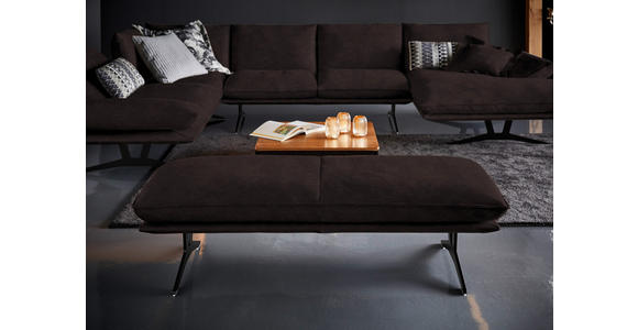 WOHNLANDSCHAFT in Echtleder Dunkelbraun - Dunkelbraun/Schwarz, Natur, Leder/Metall (217/359/155cm) - Dieter Knoll