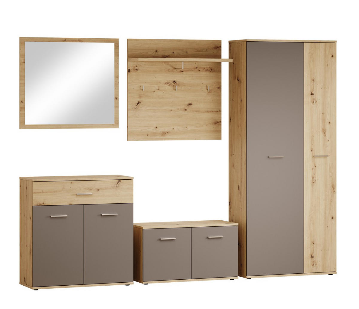 GARDEROBE - Anthrazit/Eiche Artisan, Design, Glas/Holzwerkstoff (260/190/35cm) - MID.YOU