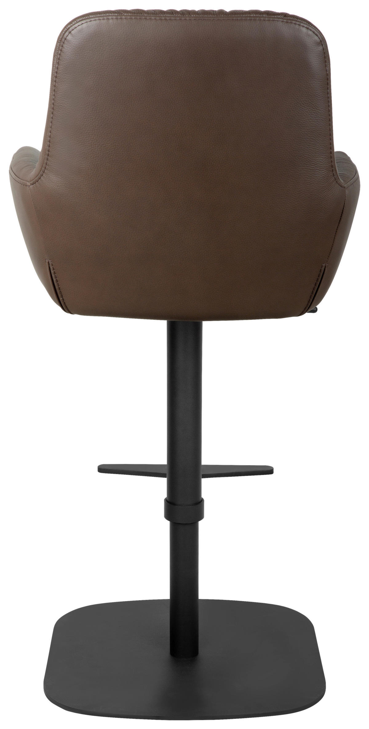 BARHOCKER Echtleder Braun, Schwarz Eisen Sitzfläche 360° drehbar, inklusive Armlehnen  - Schwarz/Braun, Design, Leder/Metall (57,5/110/59,5cm) - Dieter Knoll