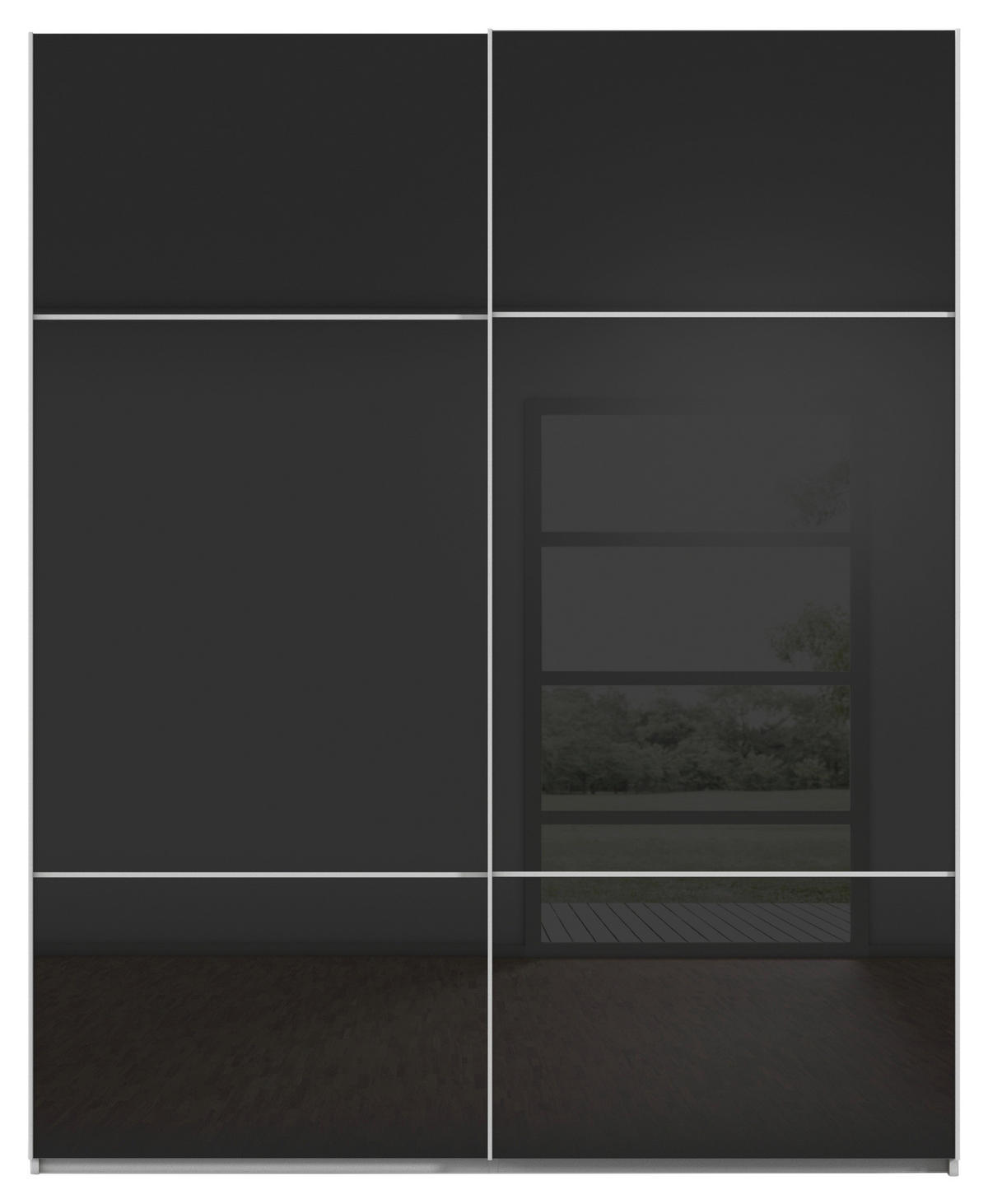 SCHWEBETÜRENSCHRANK in Grau, Schwarz  - Schwarz/Grau, Konventionell, Glas/Holzwerkstoff (162/223/68cm) - Novel