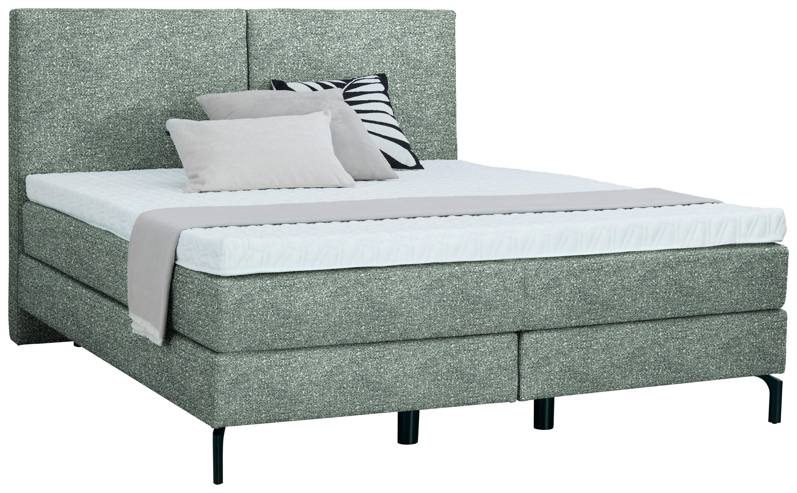 BOXSPRINGBETT 160/200 cm  in Olivgrün  - Schwarz/Olivgrün, KONVENTIONELL, Textil/Metall (160/200cm) - Dieter Knoll