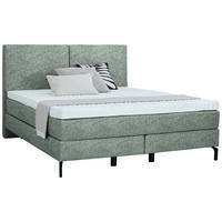 BOXSPRINGBETT 180/200 cm  in Olivgrün  - Schwarz/Olivgrün, Konventionell, Textil/Metall (180/200cm) - Dieter Knoll