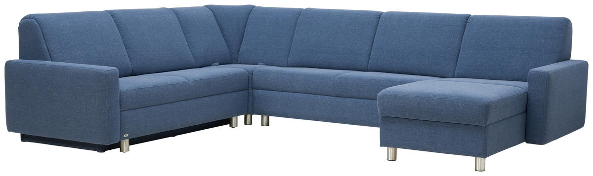 WOHNLANDSCHAFT in Jacquard Blau, Petrol  - Blau/Petrol, KONVENTIONELL, Kunststoff/Textil (236/322/158cm) - Sedda