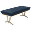 HOCKERBANK 130/49/54 cm  in Dunkelblau  - Edelstahlfarben/Beige, Design, Leder/Holz (130/49/54cm) - Ambiente