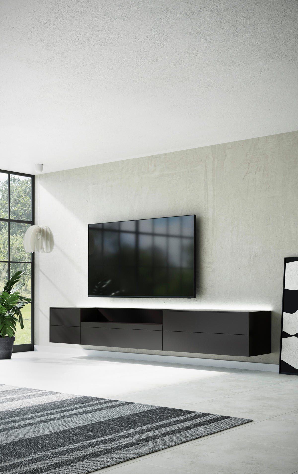 TV-ELEMENT - Schwarz/Grau, MODERN, Holzwerkstoff (322/50/50cm) - Carryhome