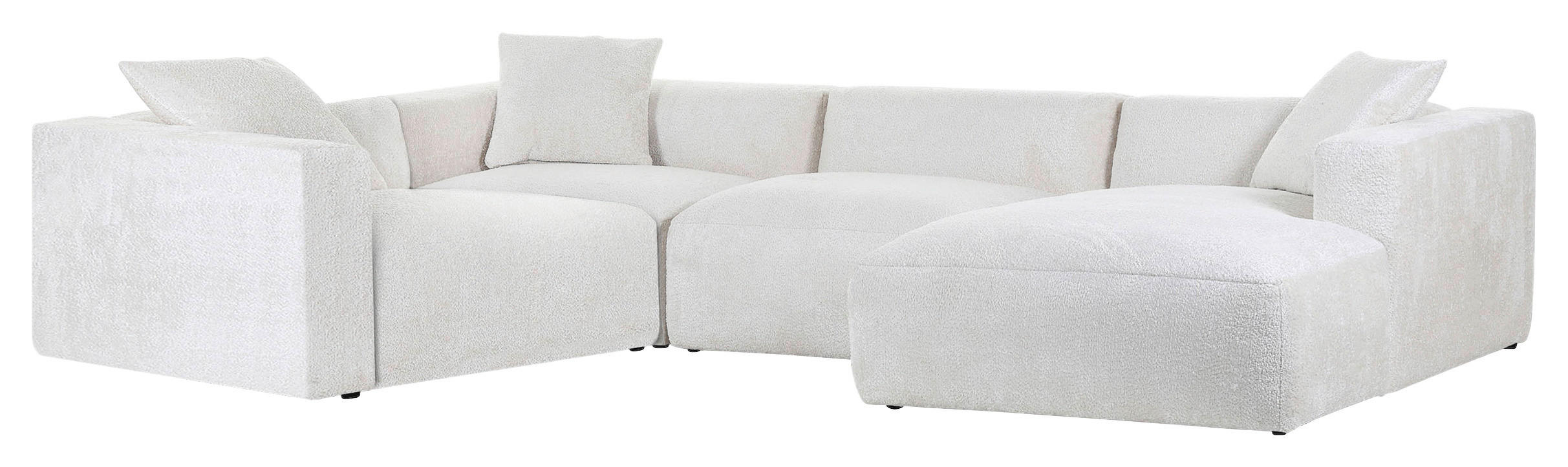 WOHNLANDSCHAFT Creme Chenille - Creme/Schwarz, MODERN, Kunststoff/Textil (225/356/178cm) - Carryhome