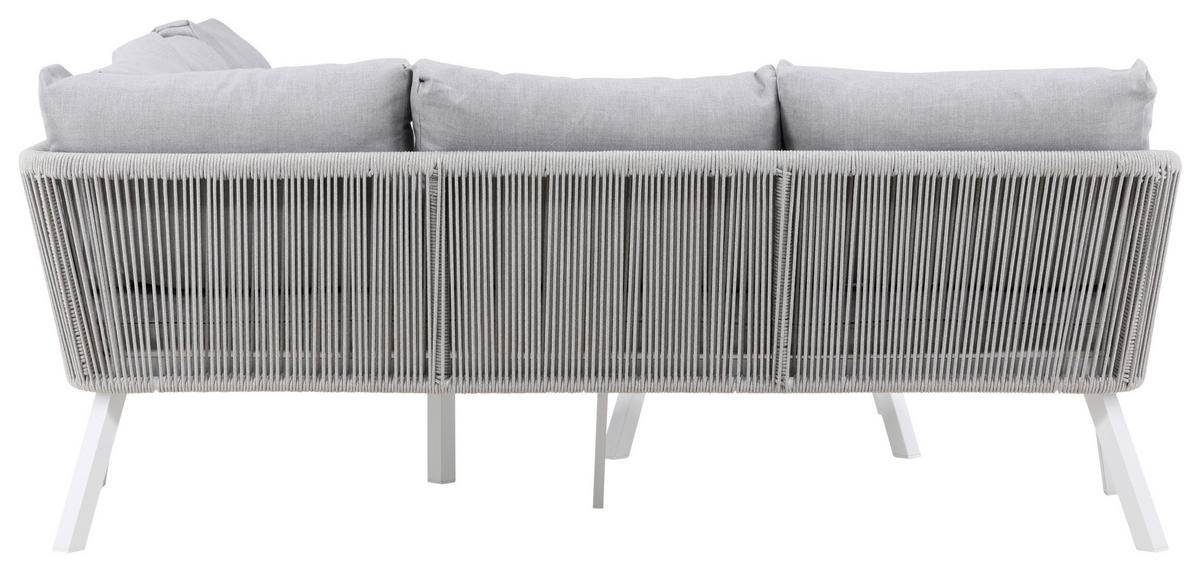 LOUNGEGARNITUR Aluminium  - Weiß/Grau, KONVENTIONELL, Textil/Metall - Gardenson