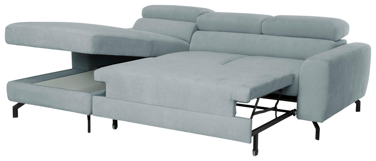 ECKSOFA Chenille Blaugrau  - Blaugrau/Schwarz, Design, Textil/Metall (177/226cm) - Livetastic