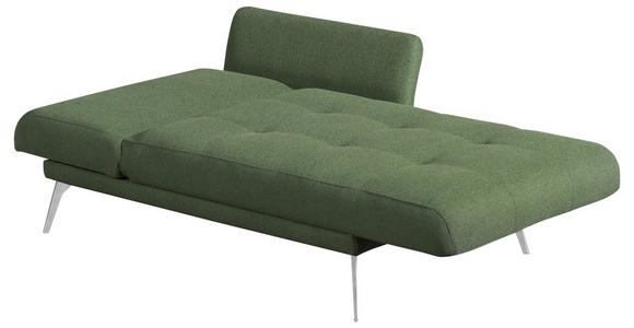 RÉCAMIERE Amira in Dunkelgrün  - Chromfarben/Dunkelgrün, KONVENTIONELL, Textil/Metall (200/85/106cm) - Novel