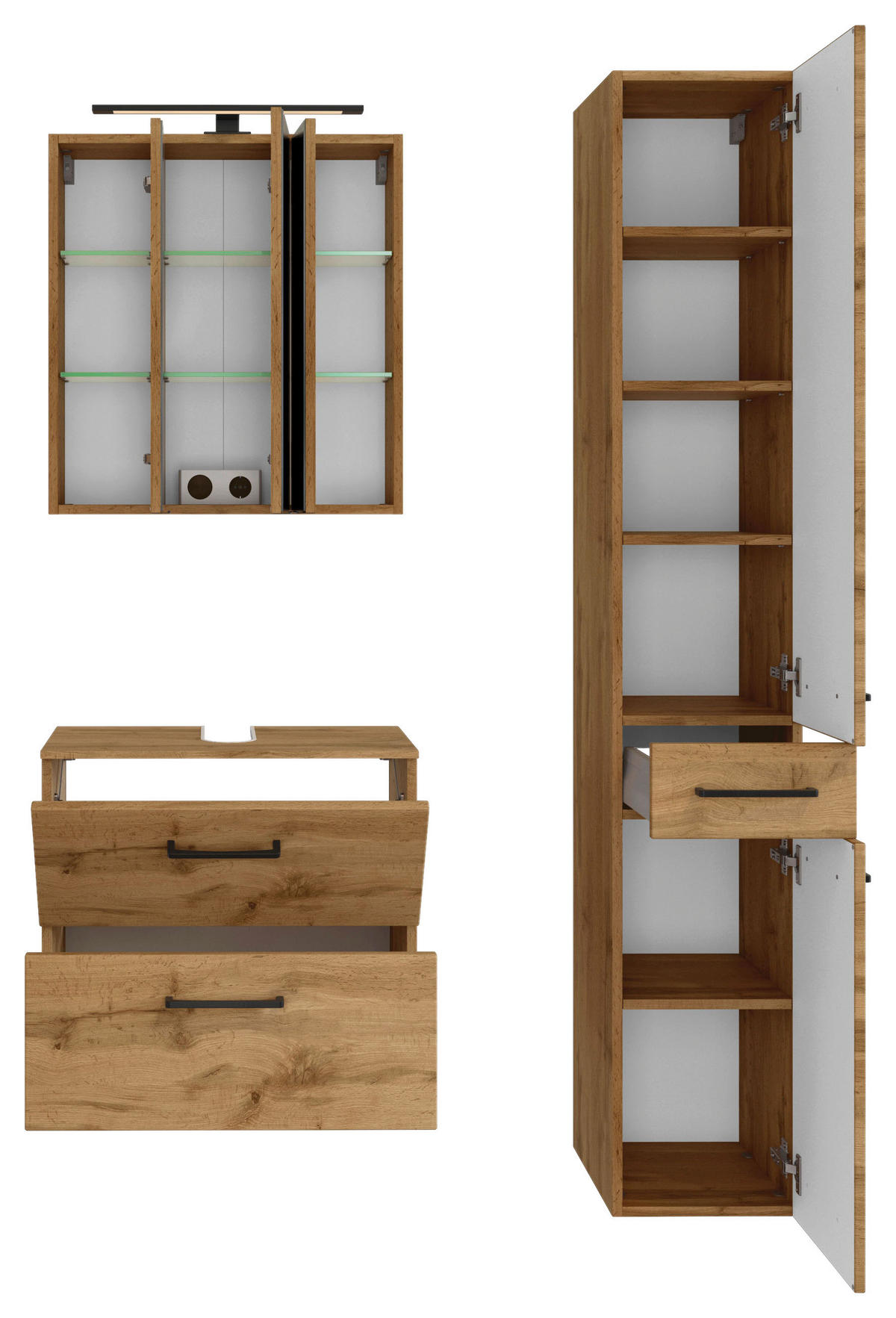 BADEZIMMER  in 90 cm  - Eichefarben, MODERN, Holzwerkstoff (90cm) - Held