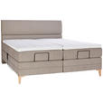 BOXSPRINGBETT 160/200 cm  in Hellbraun  - Chromfarben/Hellbraun, KONVENTIONELL, Kunststoff/Textil (160/200cm) - Voleo