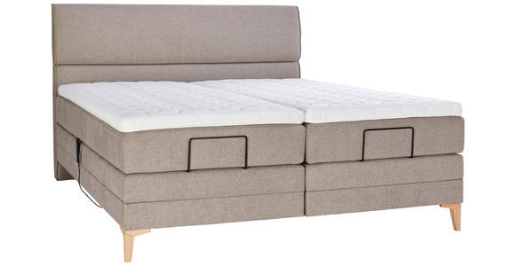 BOXSPRINGBETT 180/200 cm  in Hellbraun  - Chromfarben/Hellbraun, KONVENTIONELL, Kunststoff/Textil (180/200cm) - Voleo