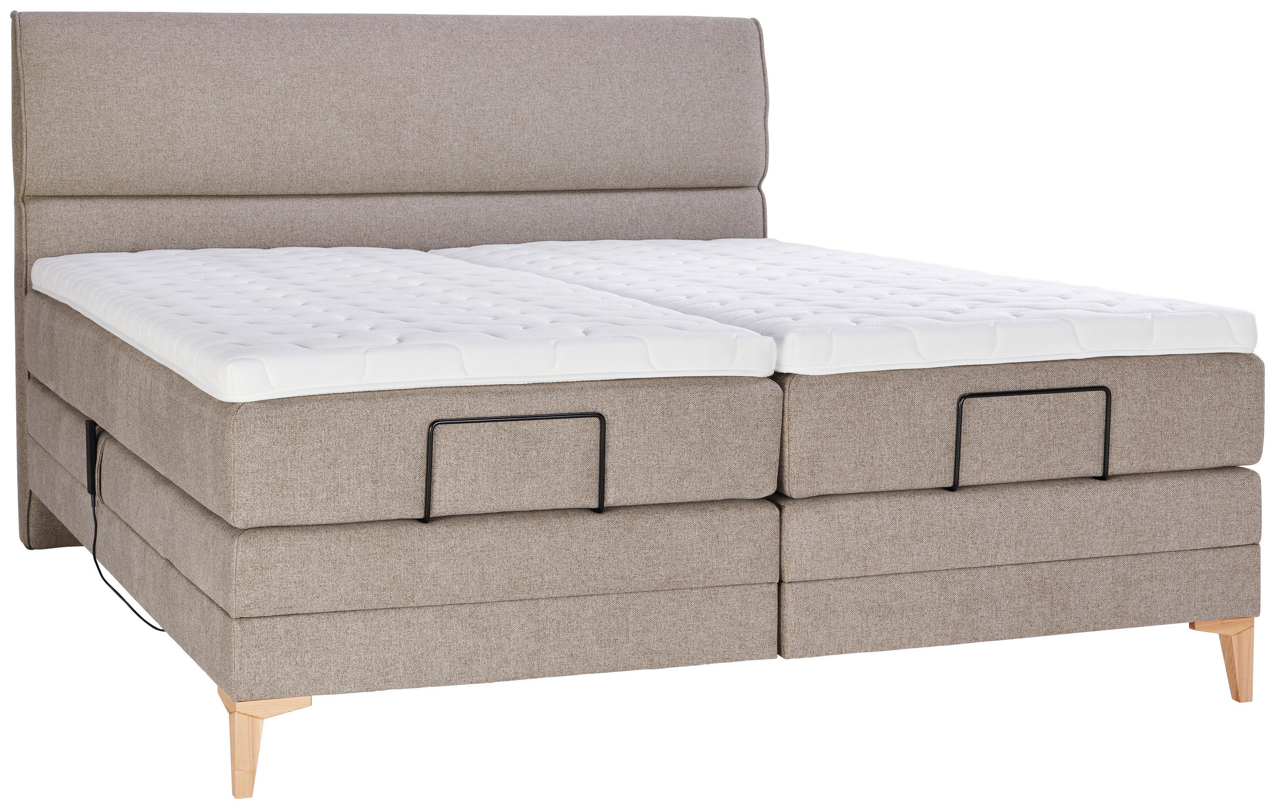 BOXSPRINGBETT 200/200 cm  in Hellbraun  - Hellbraun/Eichefarben, Konventionell, Holz/Textil (200/200cm) - Voleo