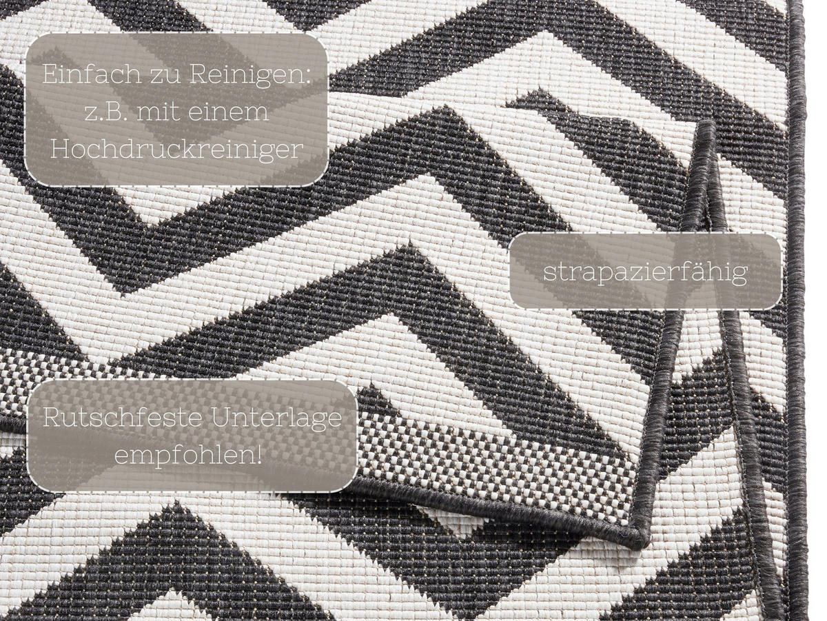 OUTDOORTEPPICH 120/170 cm Twin Supreme Creme, Schwarz  - Creme/Schwarz, Design, Kunststoff (120/170cm)