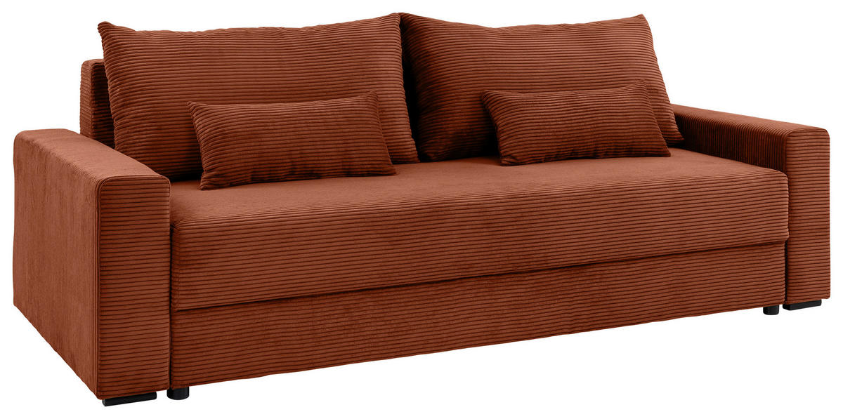SCHLAFSOFA Cord Kupferfarben  - Schwarz/Kupferfarben, KONVENTIONELL, Kunststoff/Textil (233/92/108cm) - Carryhome