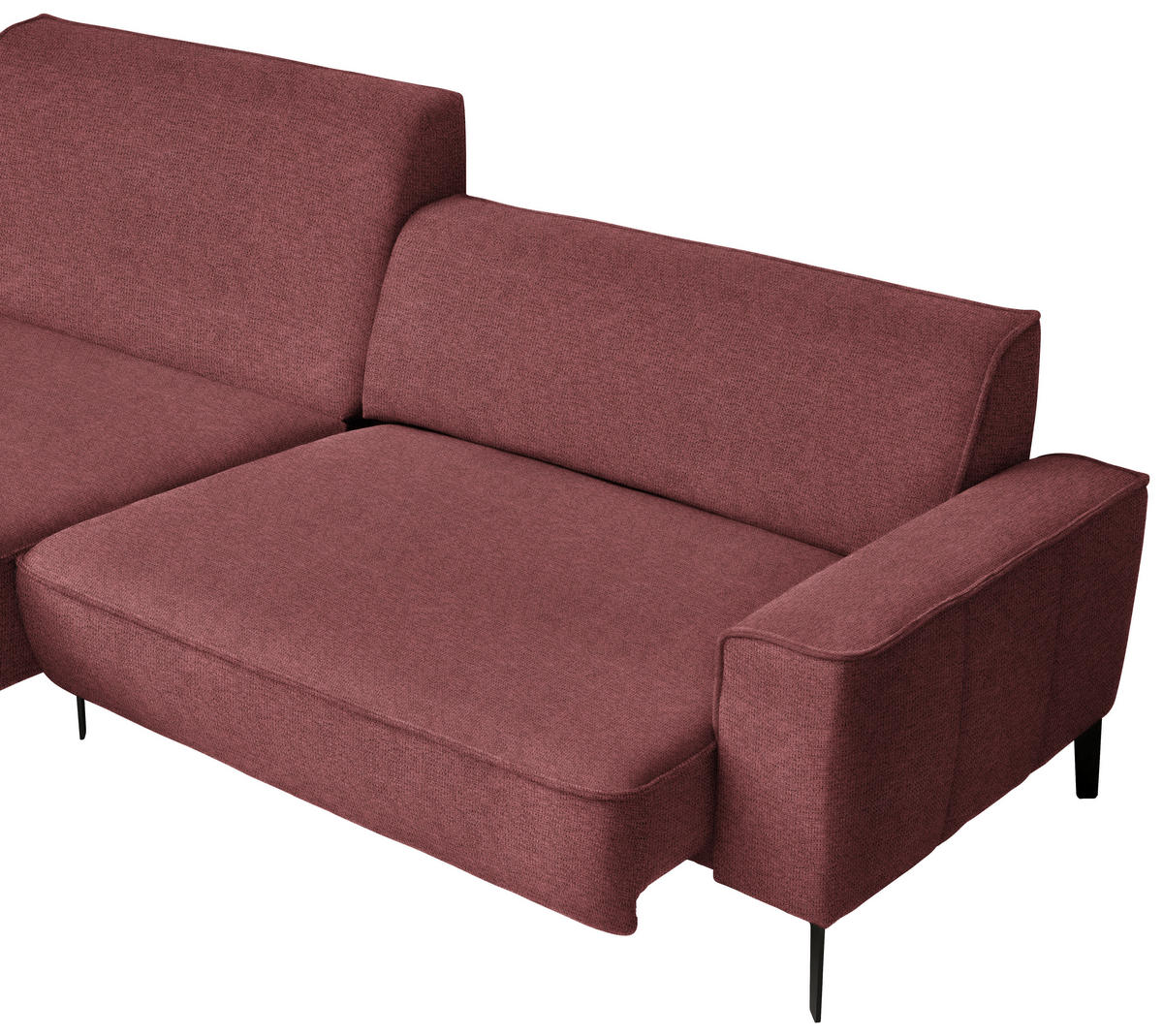 ECKSOFA in Flachgewebe Rot  - Rot/Schwarz, Design, Textil/Metall (190/285cm) - Johann Jakob