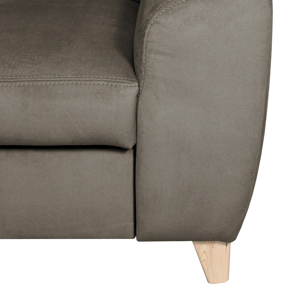 ECKSOFA in Webstoff Graubraun  - Graubraun/Buchefarben, Design, Holz/Textil (208/245cm) - Livetastic
