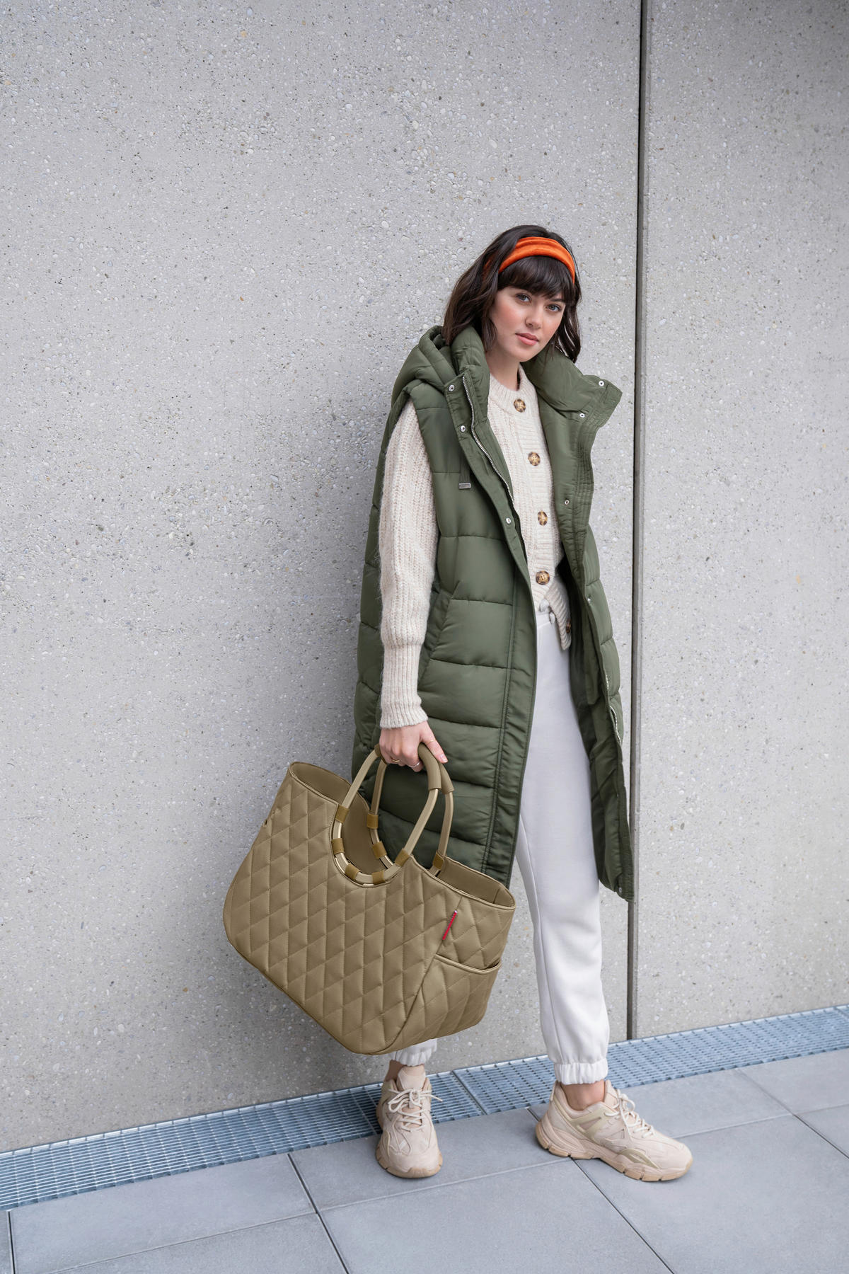 EINKAUFSKORB Rhombus Olive 25 L  - Roségold/Olivgrün, Basics, Textil (46/34,5/25cm) - Reisenthel