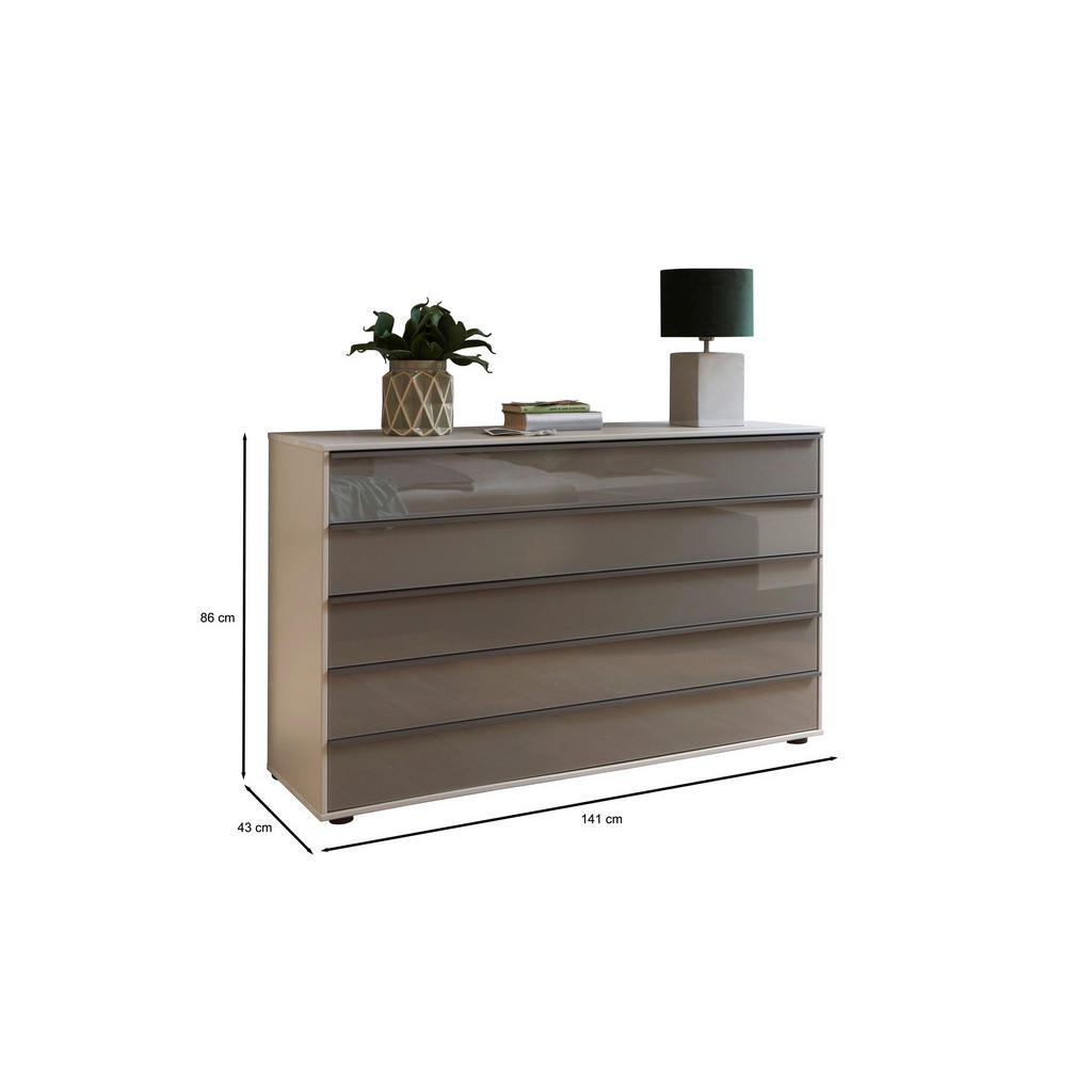 Thumbnail - Dieter Knoll Kommode, Braun, Grau, Metall, 5 Schubladen, 141x86x43 cm, Typenauswahl, Beimöbel erhältlich, stehend, in ve...
