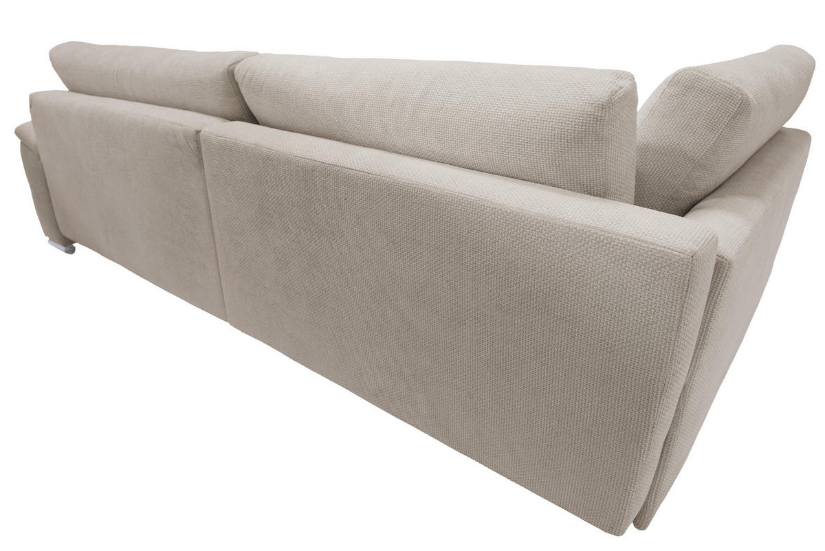 ECKSOFA in Struktur, Chenille Sandfarben  - Sandfarben/Silberfarben, Design, Textil/Metall (178/268cm) - Livetastic