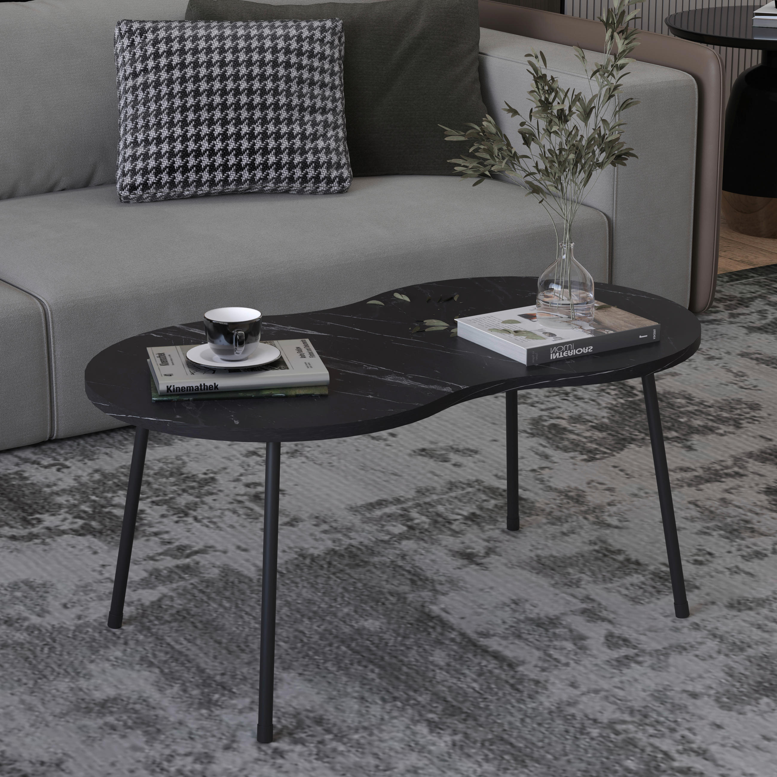 COUCHTISCH 90/41/42 cm formgebogen Schwarz  - Schwarz, Design, Holzwerkstoff (90/41/42cm) - MID.YOU