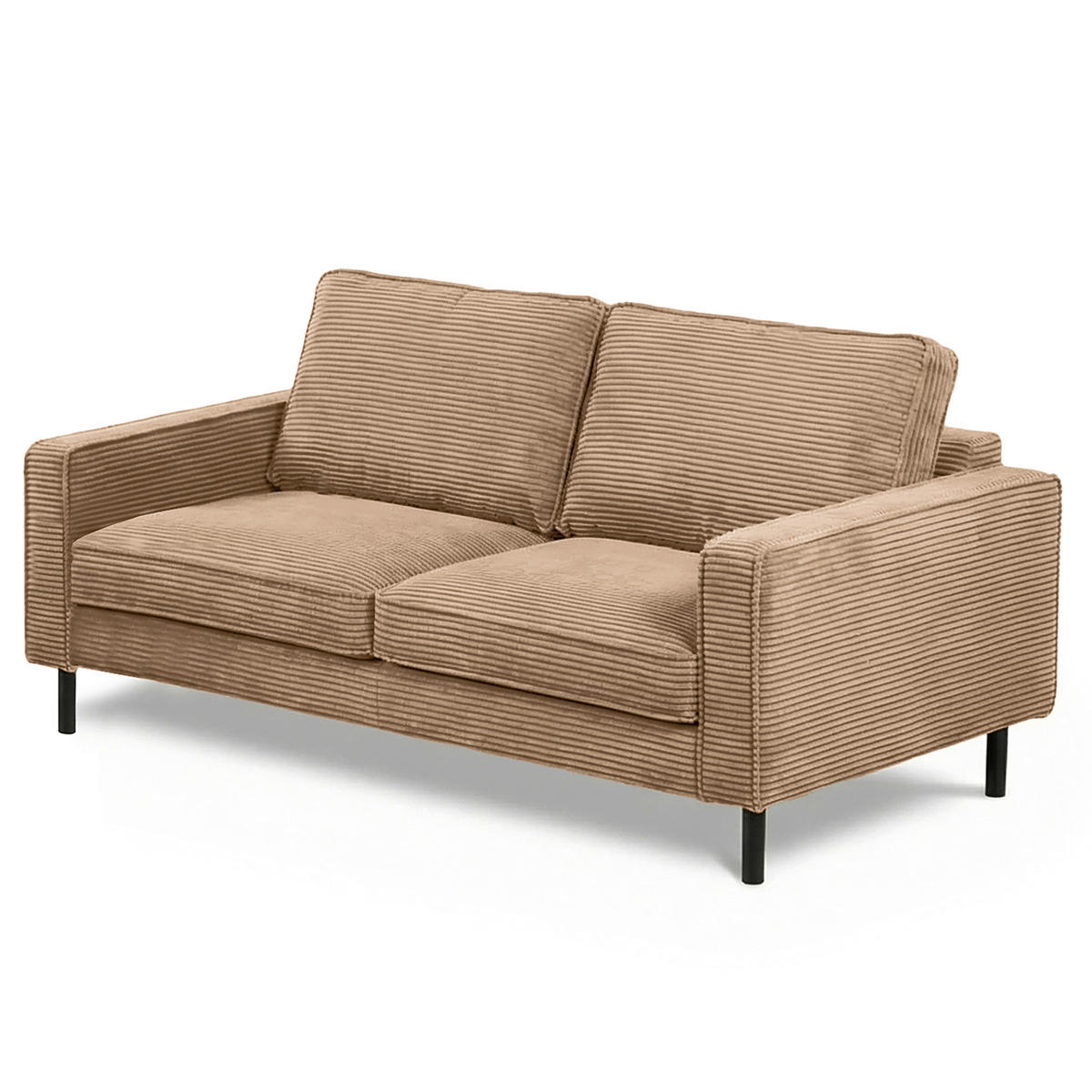 3-SITZER-SOFA Cord Hellbraun  - Hellbraun/Schwarz, Design, Textil/Metall (188/85/92cm) - Livetastic