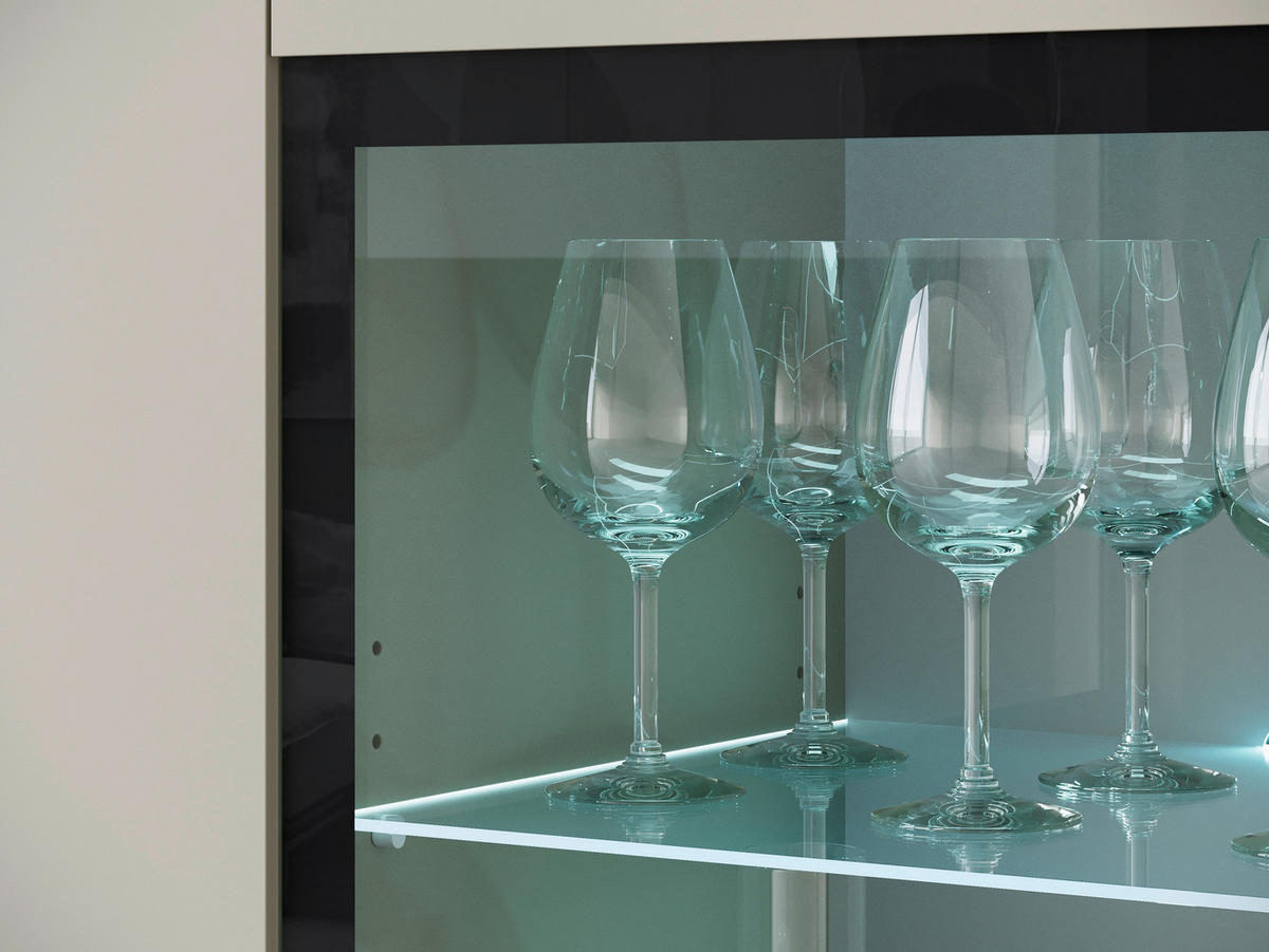 HIGHBOARD Vera  in 120/103,3/39,5 cm  - Kaschmir/Beige, Trend, Glas/Holzwerkstoff (120/103,3/39,5cm)