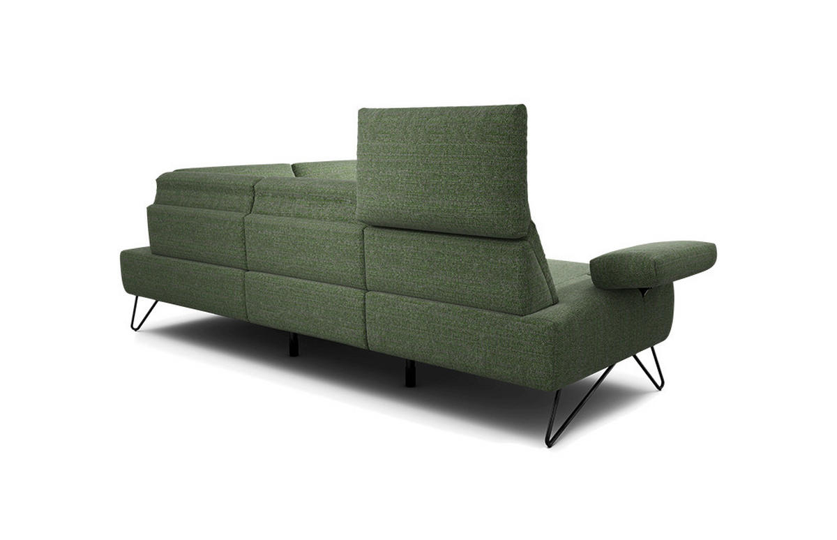 ECKSOFA Cosy Waldgrün Chenille  - Waldgrün/Schwarz, Design, Textil/Metall (248-263/193cm) - SENSOO