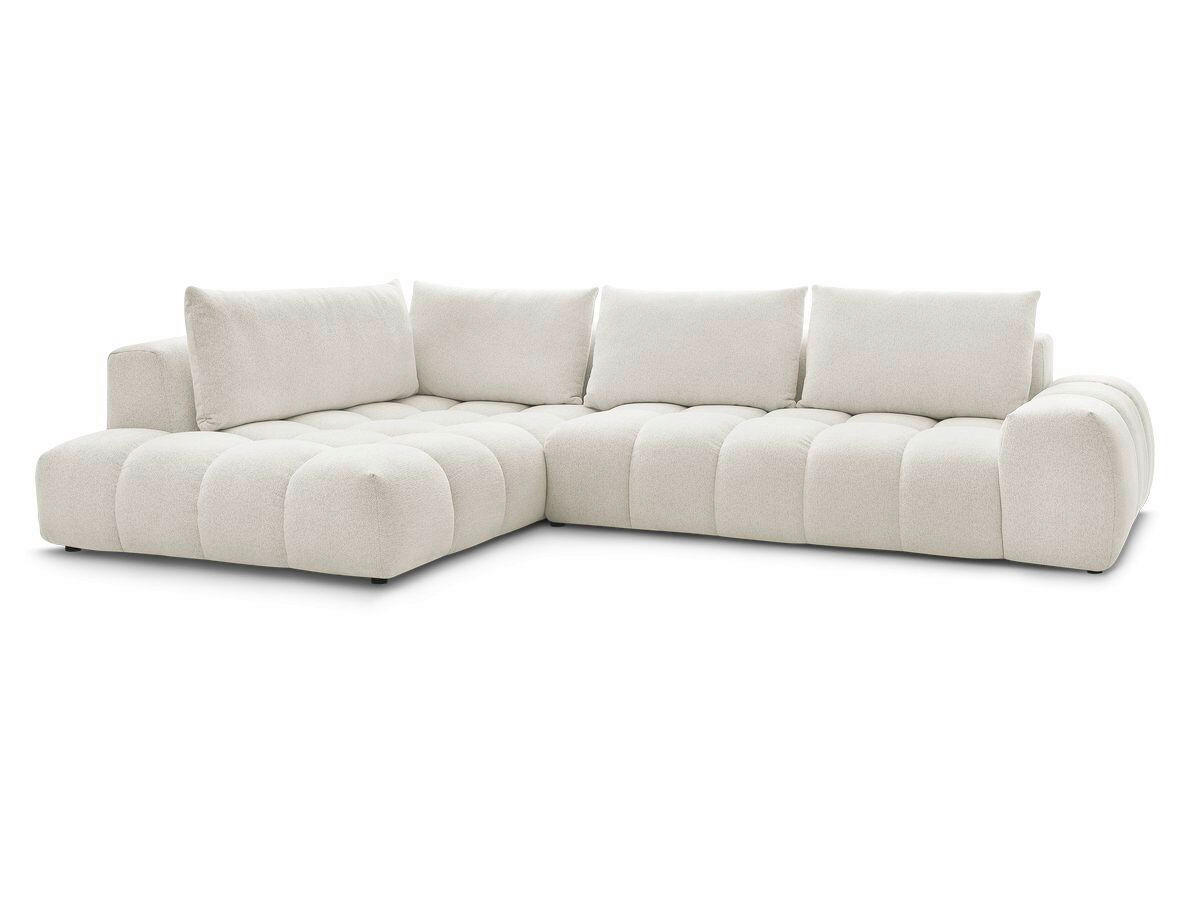 ECKSOFA Ottomane rechts  EVEREST Weiß Flachgewebe  - Schwarz/Weiß, MODERN, Kunststoff/Textil (352/210cm) - Livetastic
