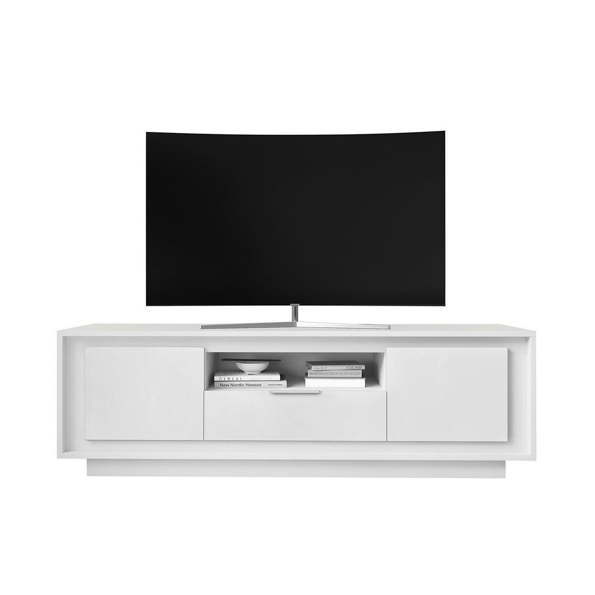 KOMODA POD TELEVIZI, bílá, 180/58/50 cm - bílá/barvy hliníku, Moderní, kov/kompozitní dřevo (180/58/50cm) - Carryhome