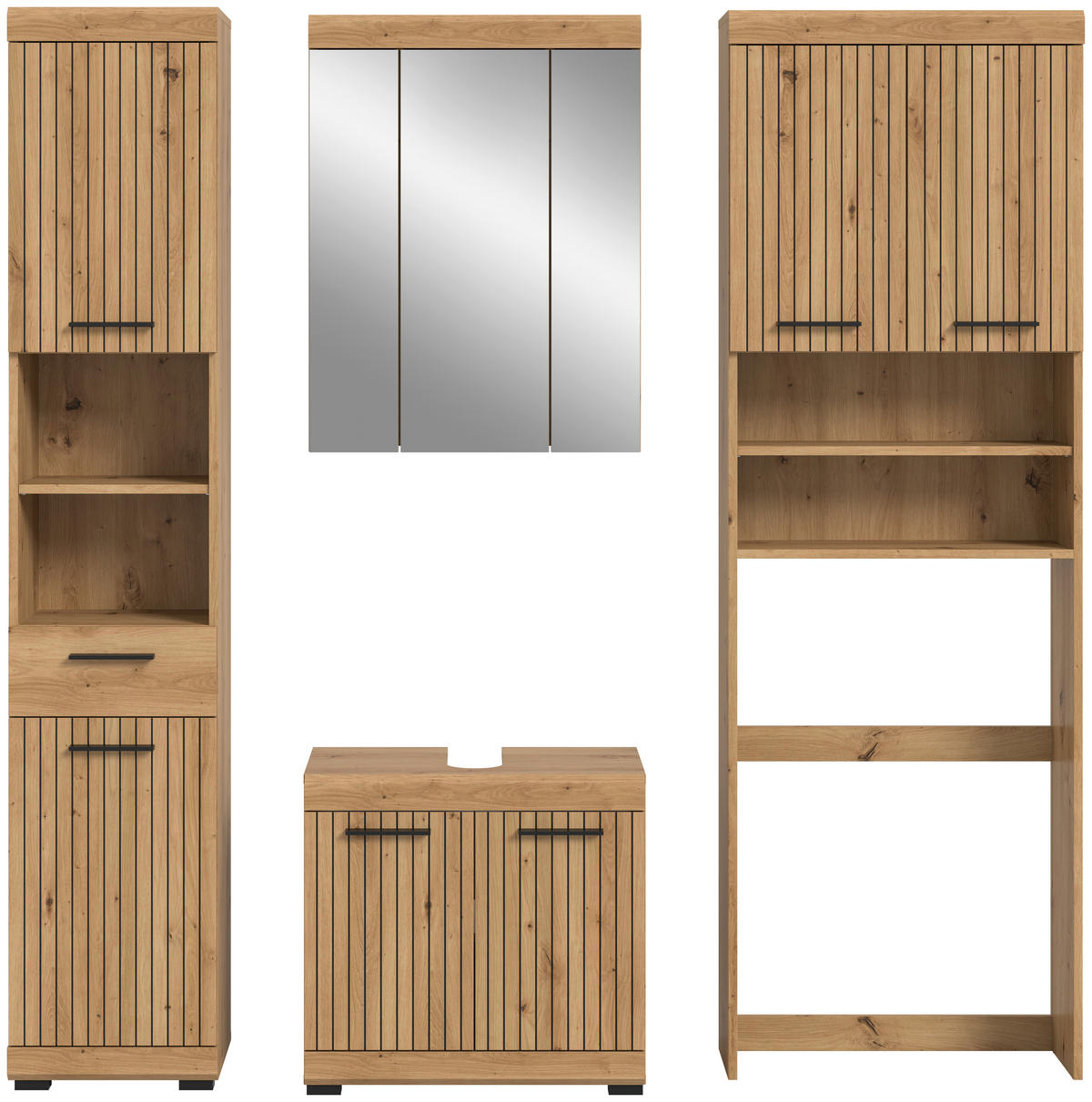 BADRUM 160 cm  - svart/ek Artisan, Trend, trämaterial/glas (160cm) - MID.YOU
