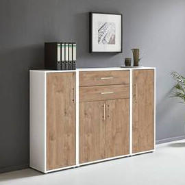 AKTENSCHRANK Weiß, Eichefarben  - Eichefarben/Weiß, MODERN, Holzwerkstoff (172,6/113,6/33cm) - MID.YOU