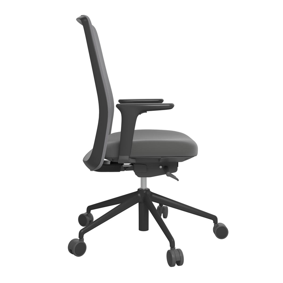 DREHSTUHL Lederlook Grau, Schwarz, Dunkelgrau  - Dunkelgrau/Schwarz, MODERN, Kunststoff/Textil (70/103-115/70cm)