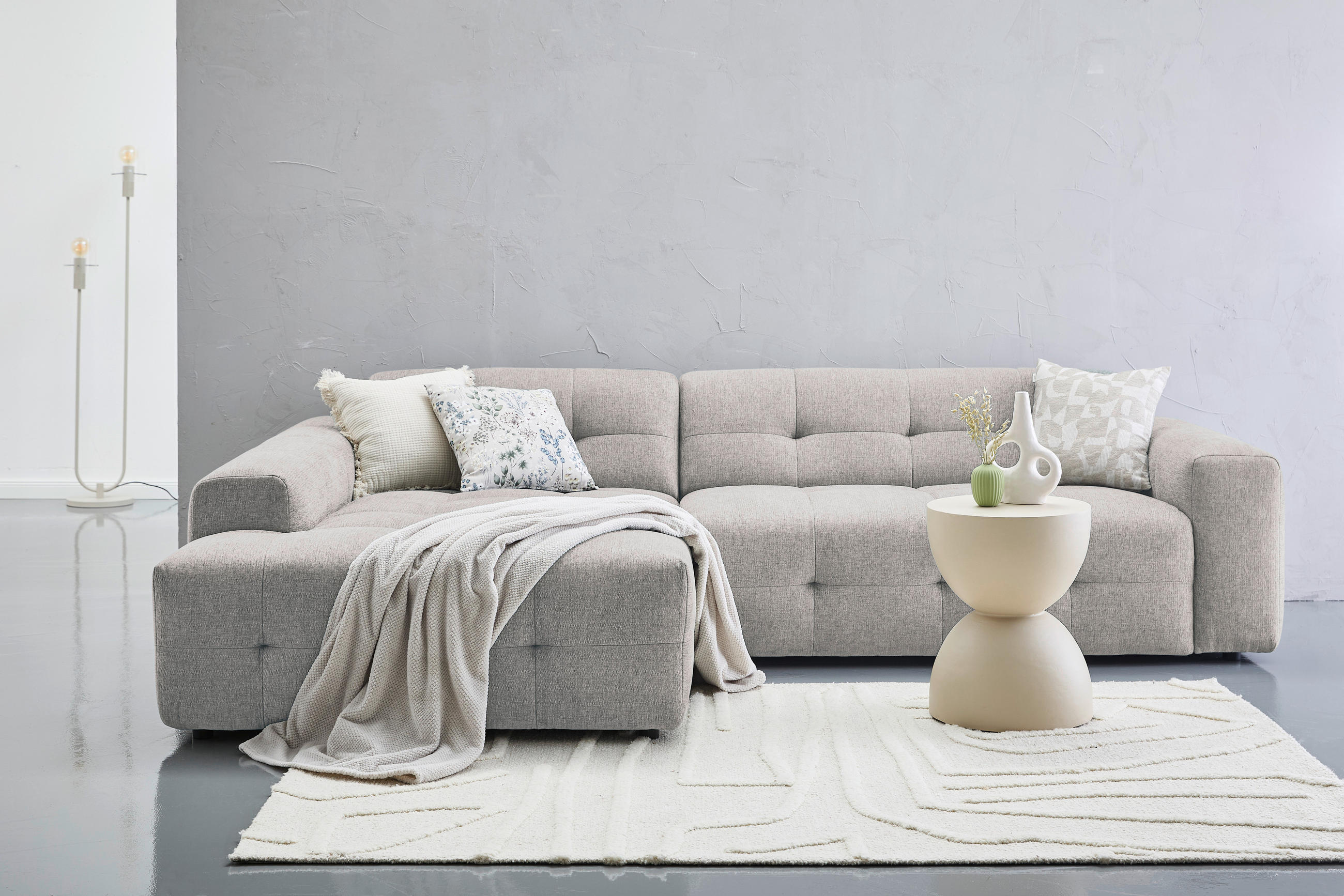 ECKSOFA in Flachgewebe Grau  - Schwarz/Grau, Konventionell, Kunststoff/Textil (189/292cm) - Carryhome