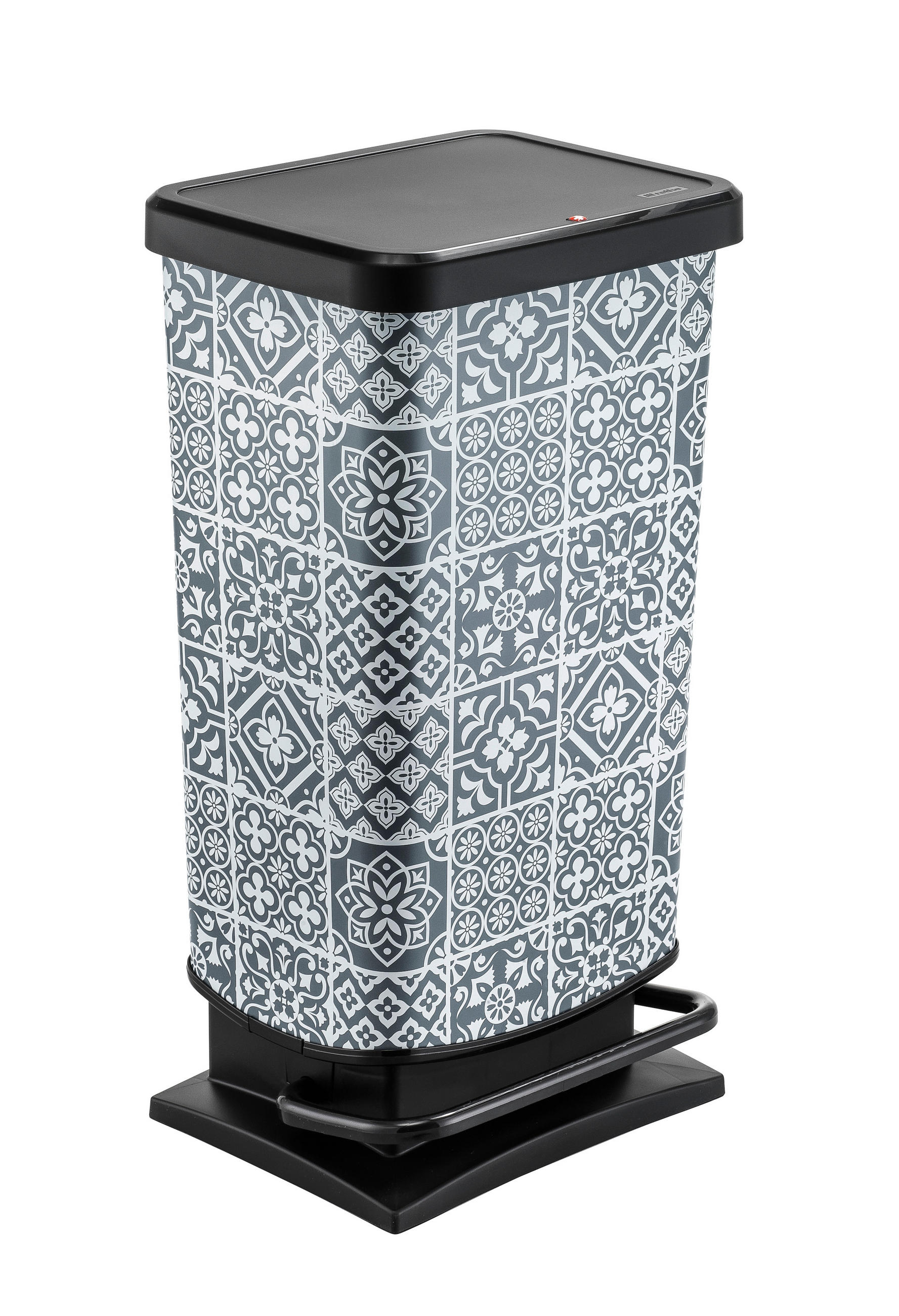 ODPADKOVÝ KOŠ 40 l - bílá/černá, Basics, plast (35,3/29,5/67,6cm) - Rotho