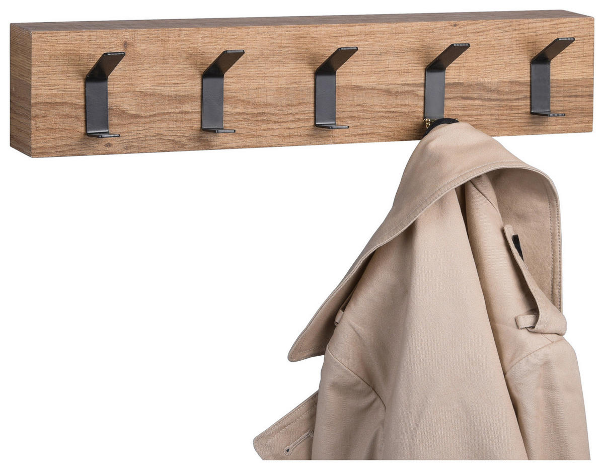 GARDEROBENPANEEL  in 50/10/5 cm  - Eichefarben/Schwarz, Basics, Holzwerkstoff/Metall (50/10/5cm)