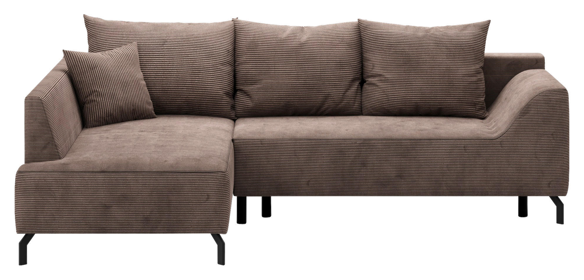 ECKSCHLAFSOFA Cord Braun  - Schwarz/Braun, Design, Textil/Metall (167/273cm) - MID.YOU