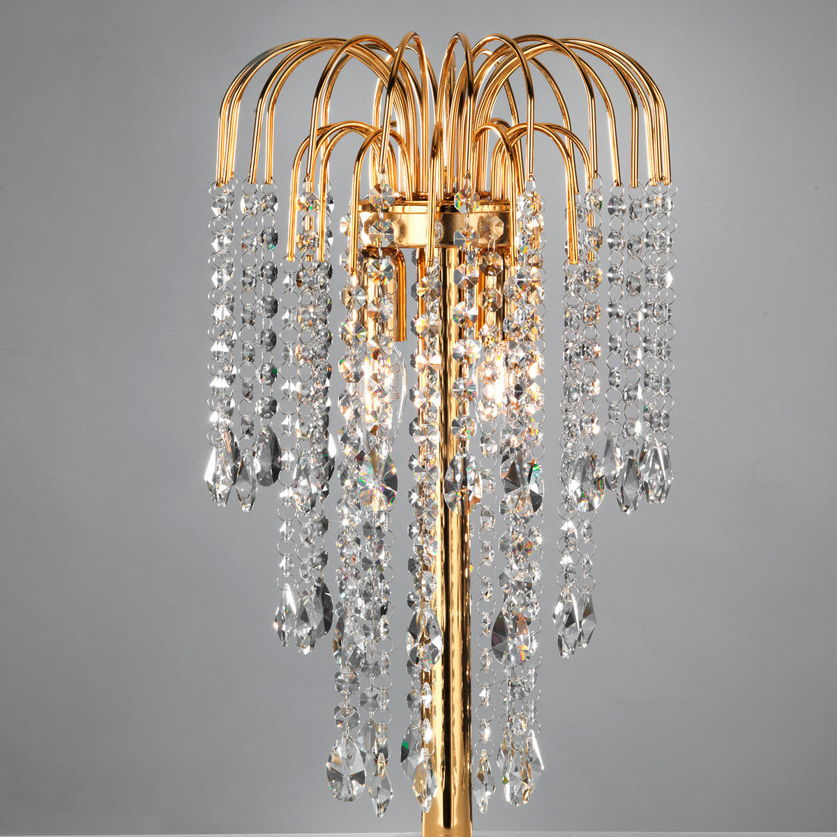 KRISTALL-TISCHLEUCHTE 25/50 cm   - Goldfarben, KONVENTIONELL, Glas/Metall (25/50cm)