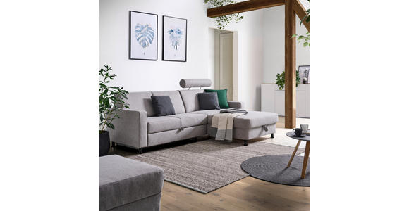 ECKSOFA in Webstoff Platinfarben  257/165 cm  - Platinfarben/Schwarz, Design, Kunststoff/Textil (257/165cm) - Xora