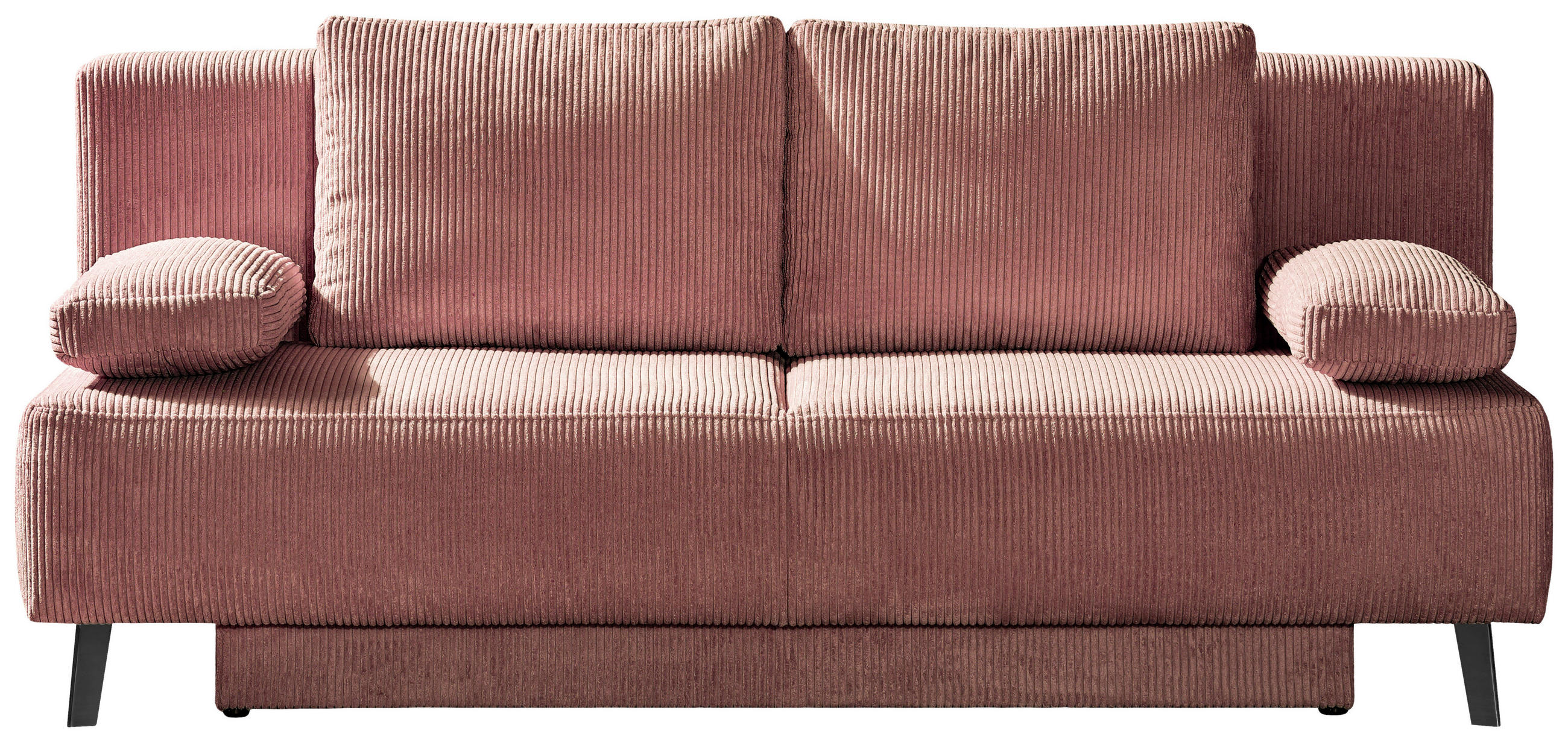 SCHLAFSOFA  mit Fußauswahl, Stoffauswahl, Rücken echt Cord Rosa  - Schwarz/Rosa, MODERN, Textil/Metall (193/85/88cm) - Novel