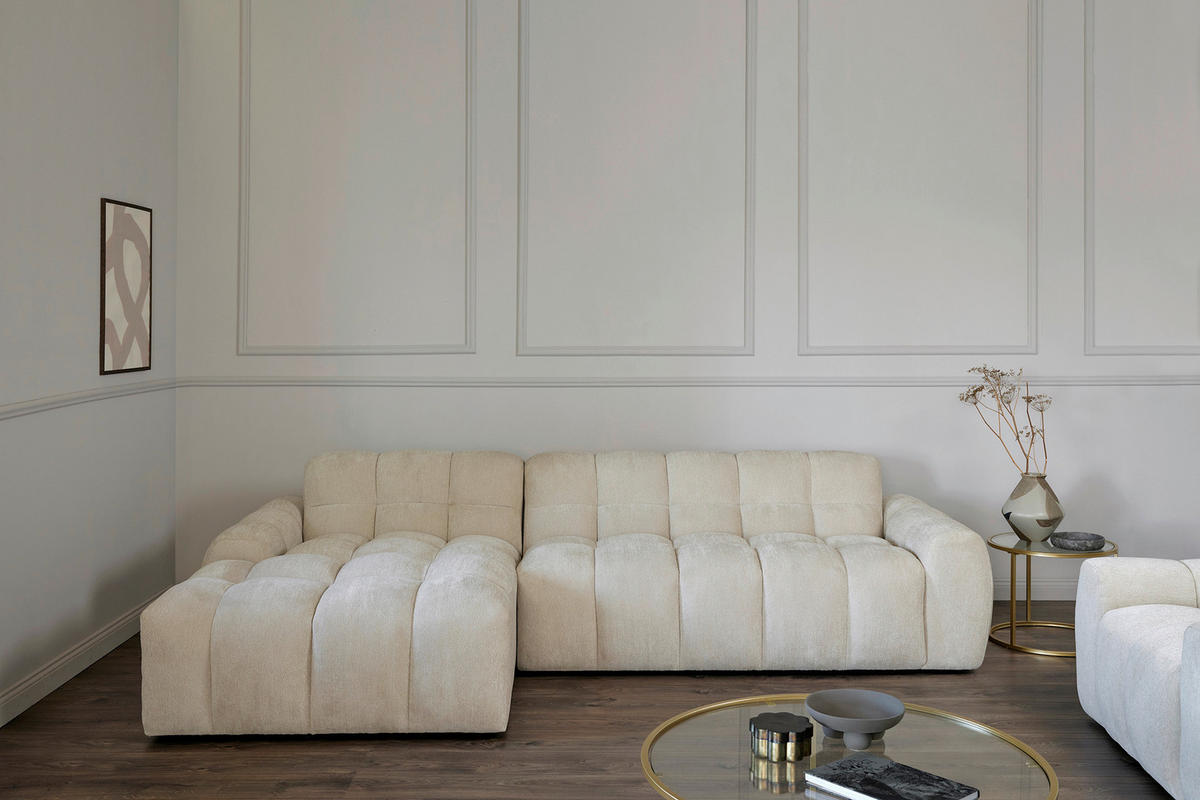 ECKSOFA RELAX BUBBLE CORNER L-L EU Beige Bouclé  - Beige/Schwarz, MODERN, Holz/Kunststoff (305/159cm) - Livetastic