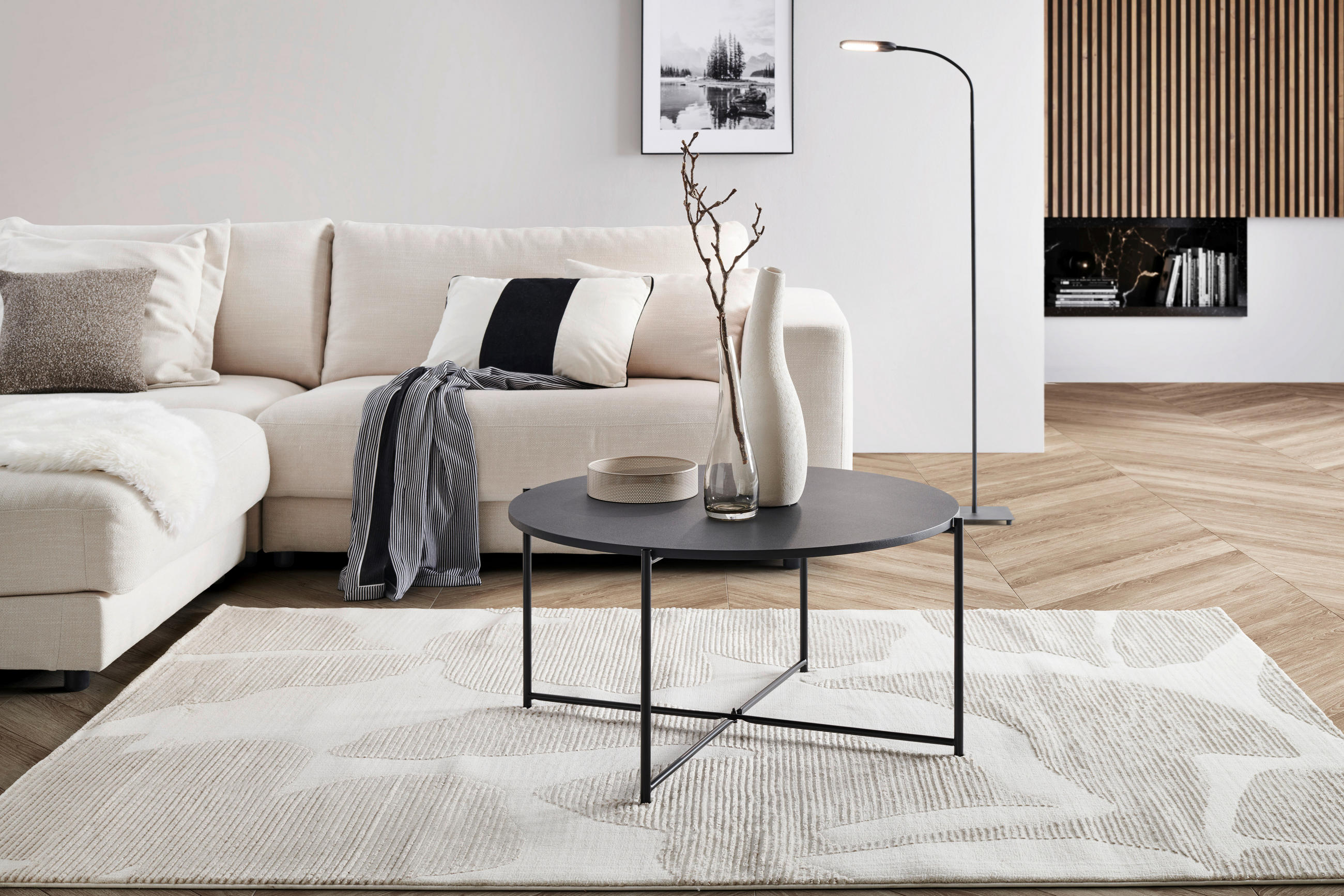 COUCHTISCH 83/83/40 cm rund Anthrazit  - Anthrazit/Schwarz, Design, Holzwerkstoff/Metall (83/83/40cm) - MID.YOU