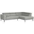 ECKSOFA in Chenille Alabasterfarben  280/205 cm  - Alabasterfarben/Schwarz, Design, Textil/Metall (280/205cm) - Xora